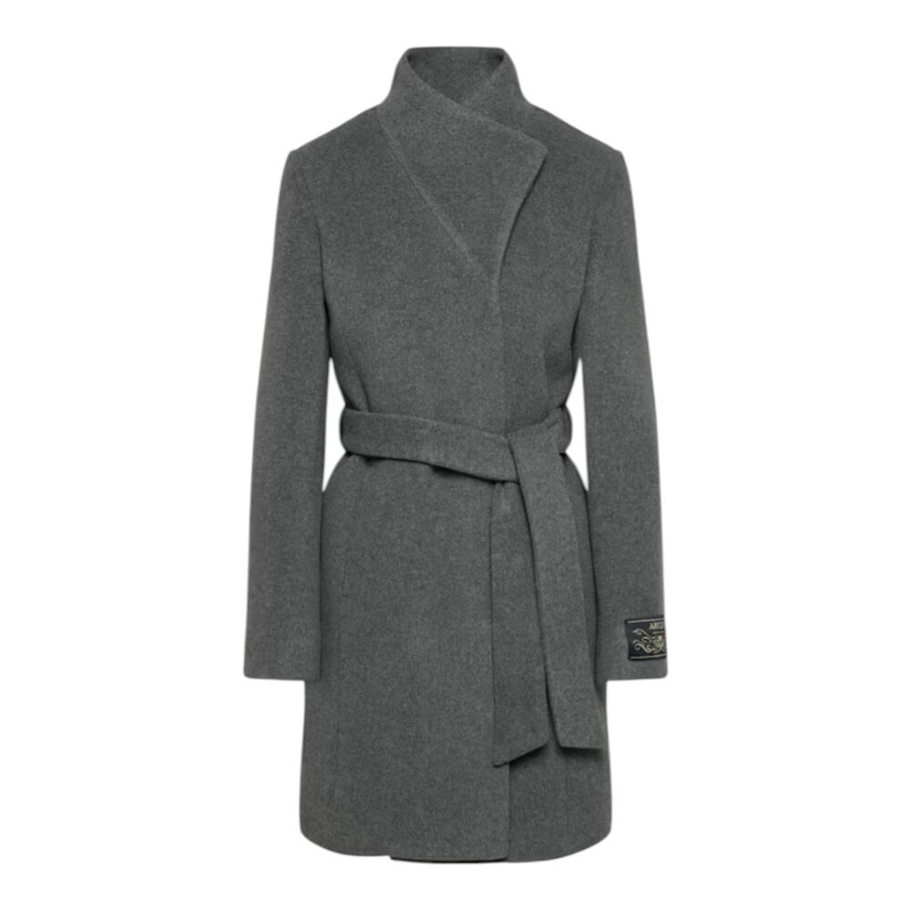 Aritzia Babaton Women's Charcoal Gray Milior Italy Wool Belted Pea Connor Coat